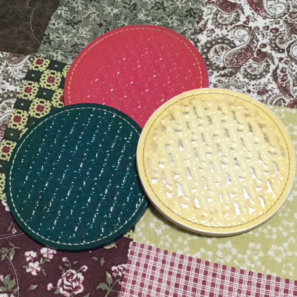 Coach Legacy Heritage Leather Coaster Set